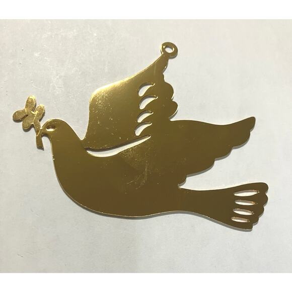Brass Ornament Dove of Peace Gloria Duchin Modern Minimalist Dove Christmas VTG - Picture 2 of 9